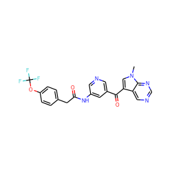 Cn1cc(C(=O)c2cncc(NC(=O)Cc3ccc(OC(F)(F)F)cc3)c2)c2cncnc21 ZINC000169707747