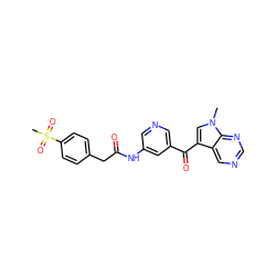 Cn1cc(C(=O)c2cncc(NC(=O)Cc3ccc(S(C)(=O)=O)cc3)c2)c2cncnc21 ZINC000169707724