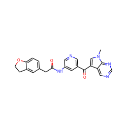 Cn1cc(C(=O)c2cncc(NC(=O)Cc3ccc4c(c3)CCO4)c2)c2cncnc21 ZINC000169707740