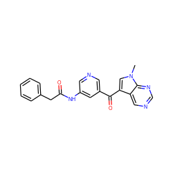 Cn1cc(C(=O)c2cncc(NC(=O)Cc3ccccc3)c2)c2cncnc21 ZINC000169707730