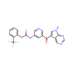 Cn1cc(C(=O)c2cncc(NC(=O)Cc3ccccc3C(F)(F)F)c2)c2cncnc21 ZINC000169707720