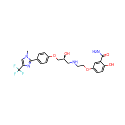 Cn1cc(C(F)(F)F)nc1-c1ccc(OC[C@@H](O)CNCCOc2ccc(O)c(C(N)=O)c2)cc1 ZINC000003872010