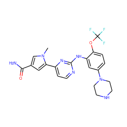 Cn1cc(C(N)=O)cc1-c1ccnc(Nc2cc(N3CCNCC3)ccc2OC(F)(F)F)n1 ZINC000073239904