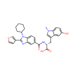 Cn1cc(C[C@@H](NC(=O)c2ccc3c(c2)nc(-c2ccoc2)n3C2CCCCC2)C(=O)O)c2cc(O)ccc21 ZINC000028091610