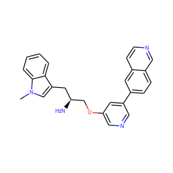 Cn1cc(C[C@H](N)COc2cncc(-c3ccc4cnccc4c3)c2)c2ccccc21 ZINC000014957795