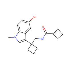 Cn1cc(C2(CNC(=O)C3CCC3)CCC2)c2cc(O)ccc21 ZINC000036188167