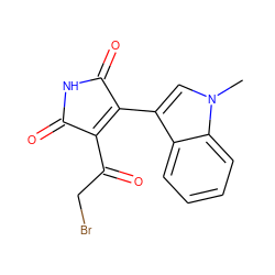 Cn1cc(C2=C(C(=O)CBr)C(=O)NC2=O)c2ccccc21 ZINC000072107354