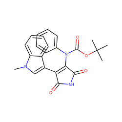 Cn1cc(C2=C(N(C(=O)OC(C)(C)C)c3ccccc3)C(=O)NC2=O)c2ccccc21 ZINC000049033795