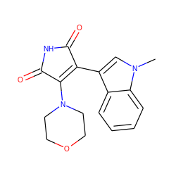 Cn1cc(C2=C(N3CCOCC3)C(=O)NC2=O)c2ccccc21 ZINC000049032896