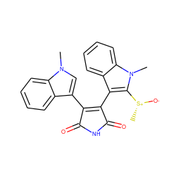 Cn1cc(C2=C(c3c([S@@+](C)[O-])n(C)c4ccccc34)C(=O)NC2=O)c2ccccc21 ZINC000013447818