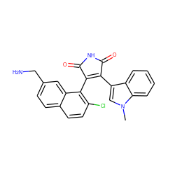 Cn1cc(C2=C(c3c(Cl)ccc4ccc(CN)cc34)C(=O)NC2=O)c2ccccc21 ZINC000141836866