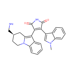 Cn1cc(C2=C(c3c4n(c5ccccc35)CC[C@@H](CN)C4)C(=O)NC2=O)c2ccccc21 ZINC000003801072