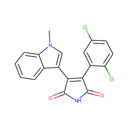 Cn1cc(C2=C(c3cc(Cl)ccc3Cl)C(=O)NC2=O)c2ccccc21 ZINC000043077807