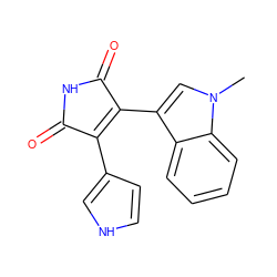 Cn1cc(C2=C(c3cc[nH]c3)C(=O)NC2=O)c2ccccc21 ZINC000013447719