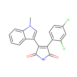 Cn1cc(C2=C(c3ccc(Cl)cc3Cl)C(=O)NC2=O)c2ccccc21 ZINC000001493890