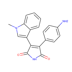 Cn1cc(C2=C(c3ccc(N)cc3)C(=O)NC2=O)c2ccccc21 ZINC000013447839