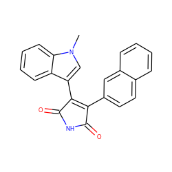 Cn1cc(C2=C(c3ccc4ccccc4c3)C(=O)NC2=O)c2ccccc21 ZINC000013447707