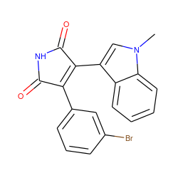 Cn1cc(C2=C(c3cccc(Br)c3)C(=O)NC2=O)c2ccccc21 ZINC000013447849