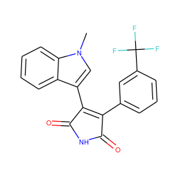 Cn1cc(C2=C(c3cccc(C(F)(F)F)c3)C(=O)NC2=O)c2ccccc21 ZINC000013447865