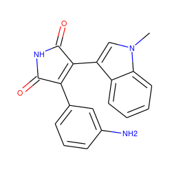 Cn1cc(C2=C(c3cccc(N)c3)C(=O)NC2=O)c2ccccc21 ZINC000013447860