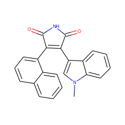 Cn1cc(C2=C(c3cccc4ccccc34)C(=O)NC2=O)c2ccccc21 ZINC000013447704