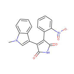 Cn1cc(C2=C(c3ccccc3[N+](=O)[O-])C(=O)NC2=O)c2ccccc21 ZINC000000010907