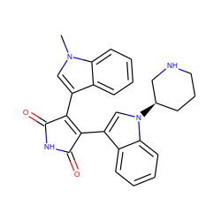 Cn1cc(C2=C(c3cn([C@@H]4CCCNC4)c4ccccc34)C(=O)NC2=O)c2ccccc21 ZINC000029125399