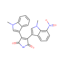 Cn1cc(C2=C(c3cn(C)c4c([N+](=O)[O-])cccc34)C(=O)NC2=O)c2ccccc21 ZINC000013447797