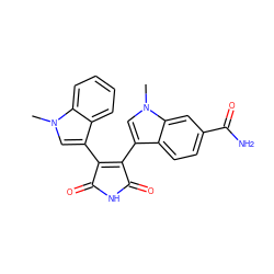 Cn1cc(C2=C(c3cn(C)c4cc(C(N)=O)ccc34)C(=O)NC2=O)c2ccccc21 ZINC000000580020