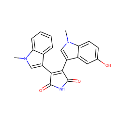 Cn1cc(C2=C(c3cn(C)c4ccc(O)cc34)C(=O)NC2=O)c2ccccc21 ZINC000013447741