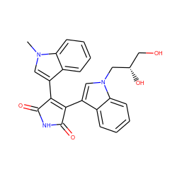 Cn1cc(C2=C(c3cn(C[C@@H](O)CO)c4ccccc34)C(=O)NC2=O)c2ccccc21 ZINC000013554122