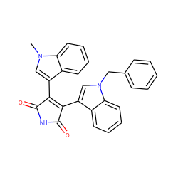 Cn1cc(C2=C(c3cn(Cc4ccccc4)c4ccccc34)C(=O)NC2=O)c2ccccc21 ZINC000013447690