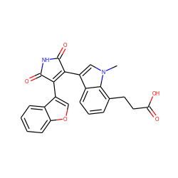 Cn1cc(C2=C(c3coc4ccccc34)C(=O)NC2=O)c2cccc(CCC(=O)O)c21 ZINC000040423019