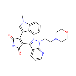 Cn1cc(C2=C(c3nn(CCN4CCOCC4)c4ncccc34)C(=O)NC2=O)c2ccccc21 ZINC000103233890