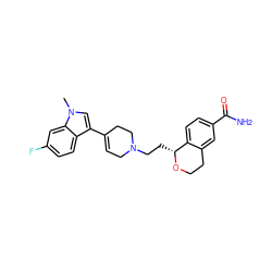 Cn1cc(C2=CCN(CC[C@H]3OCCc4cc(C(N)=O)ccc43)CC2)c2ccc(F)cc21 ZINC000000595148