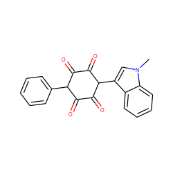 Cn1cc(C2C(=O)C(=O)C(c3ccccc3)C(=O)C2=O)c2ccccc21 ZINC000100863759