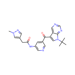 Cn1cc(CC(=O)Nc2cncc(C(=O)c3cn(C(C)(C)C)c4ncncc34)c2)cn1 ZINC000169707757