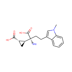 Cn1cc(CC[C@](N)(C(=O)O)[C@H]2C[C@@H]2C(=O)O)c2ccccc21 ZINC000013777343