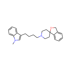 Cn1cc(CCCCN2CCC3(CC2)OCc2ccccc23)c2ccccc21 ZINC000026167348