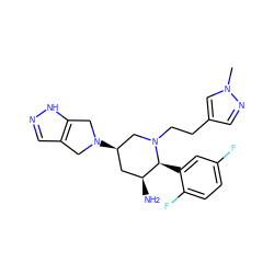 Cn1cc(CCN2C[C@H](N3Cc4cn[nH]c4C3)C[C@H](N)[C@@H]2c2cc(F)ccc2F)cn1 ZINC000169701996