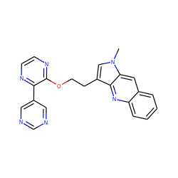 Cn1cc(CCOc2nccnc2-c2cncnc2)c2nc3ccccc3cc21 ZINC000169337404