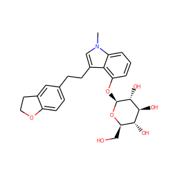 Cn1cc(CCc2ccc3c(c2)CCO3)c2c(O[C@@H]3O[C@H](CO)[C@@H](O)[C@H](O)[C@H]3O)cccc21 ZINC000028530885