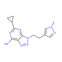 Cn1cc(CCn2nnc3c(N)nc(C4CC4)nc32)cn1 ZINC000084690939