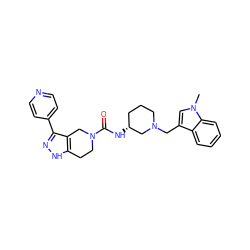 Cn1cc(CN2CCC[C@@H](NC(=O)N3CCc4[nH]nc(-c5ccncc5)c4C3)C2)c2ccccc21 ZINC000150078436