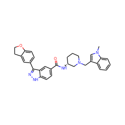 Cn1cc(CN2CCC[C@@H](NC(=O)c3ccc4[nH]nc(-c5ccc6c(c5)CCO6)c4c3)C2)c2ccccc21 ZINC000147816523