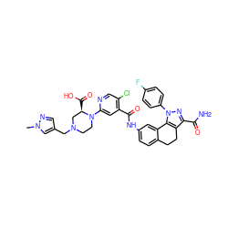 Cn1cc(CN2CCN(c3cc(C(=O)Nc4ccc5c(c4)-c4c(c(C(N)=O)nn4-c4ccc(F)cc4)CC5)c(Cl)cn3)[C@H](C(=O)O)C2)cn1 ZINC000072123729