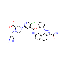 Cn1cc(CN2CCN(c3cc(C(=O)Nc4ccc5c(c4)-c4c(c(C(N)=O)nn4-c4ccc(F)cc4)CC5)c(Cl)cn3)C[C@@H]2C(=O)O)cn1 ZINC000072123730