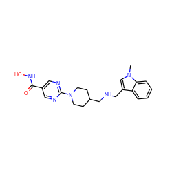 Cn1cc(CNCC2CCN(c3ncc(C(=O)NO)cn3)CC2)c2ccccc21 ZINC000035836133