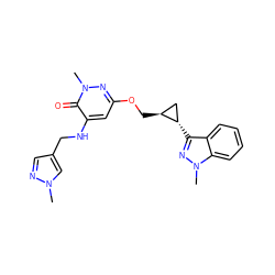 Cn1cc(CNc2cc(OC[C@H]3C[C@@H]3c3nn(C)c4ccccc34)nn(C)c2=O)cn1 ZINC000217653884