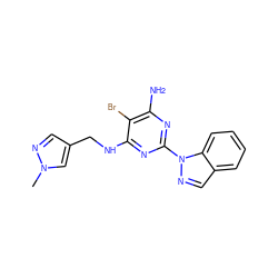 Cn1cc(CNc2nc(-n3ncc4ccccc43)nc(N)c2Br)cn1 ZINC000217073619